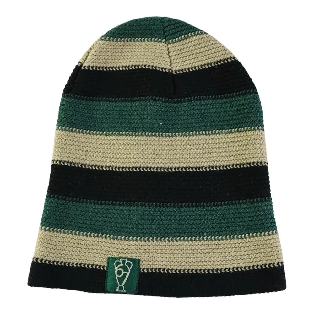 Celtic FC Official Striped Knit Beanie Hat Green Cream Black Acrylic One Size OS